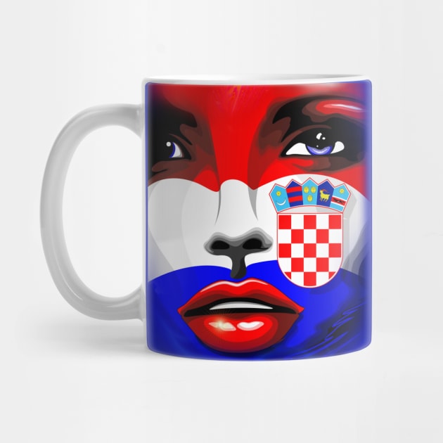 Croatia Flag Beautiful Girl Portrait by BluedarkArt